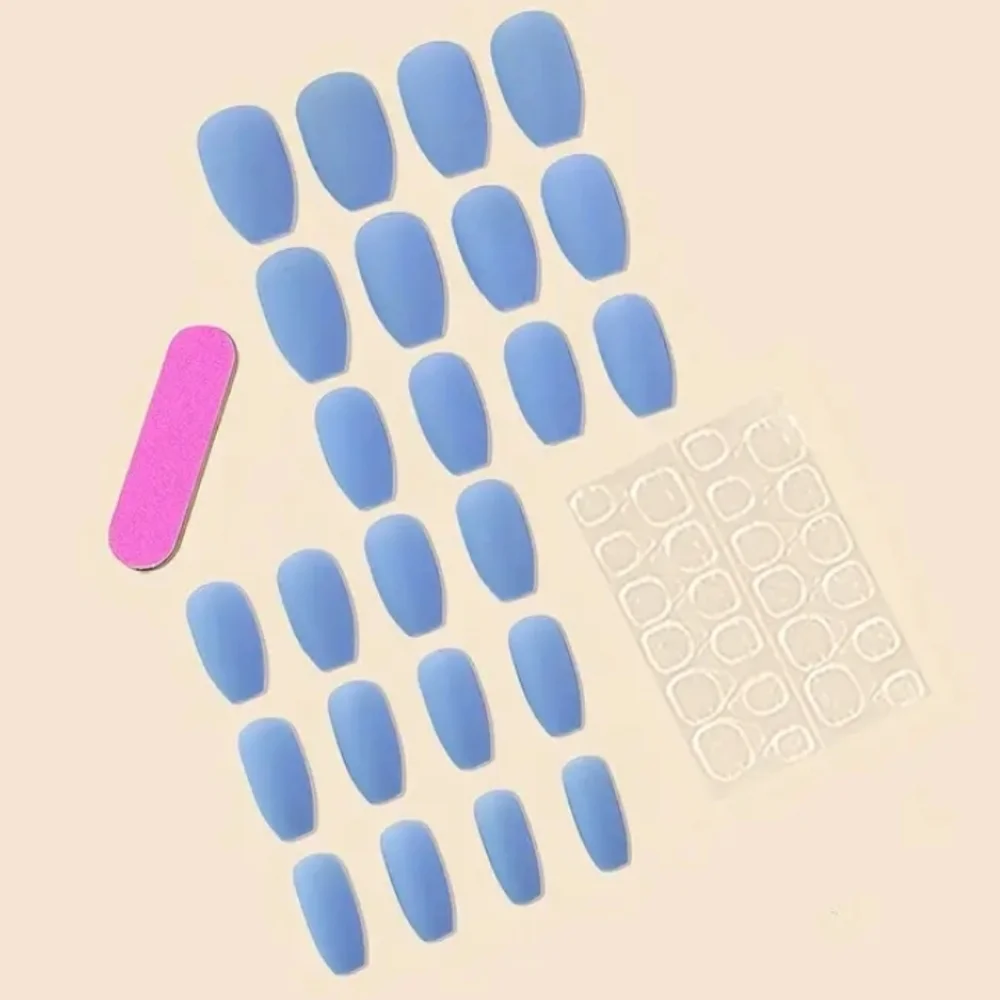 🔥3/$21 Sky Blue Matte Press On Nails